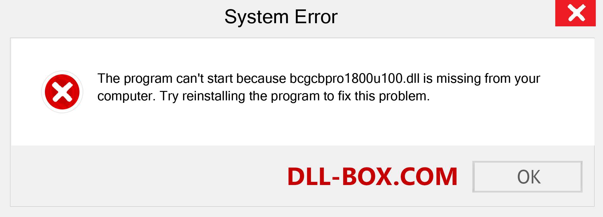  bcgcbpro1800u100.dll file is missing?. Download for Windows 7, 8, 10 - Fix  bcgcbpro1800u100 dll Missing Error on Windows, photos, images